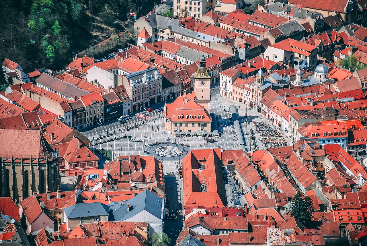 buildings, city, aerial view, bird's eye view, brasov, romania, transylvania, architecture, europe, tourism, urban, town, historic, streets, cityscape, travel, brasov, romania, romania, romania, romania, romania